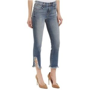 J Brand Women's Ruby Jaded High Rise Distressed Raw Hem Blue Ankle Jeans 25